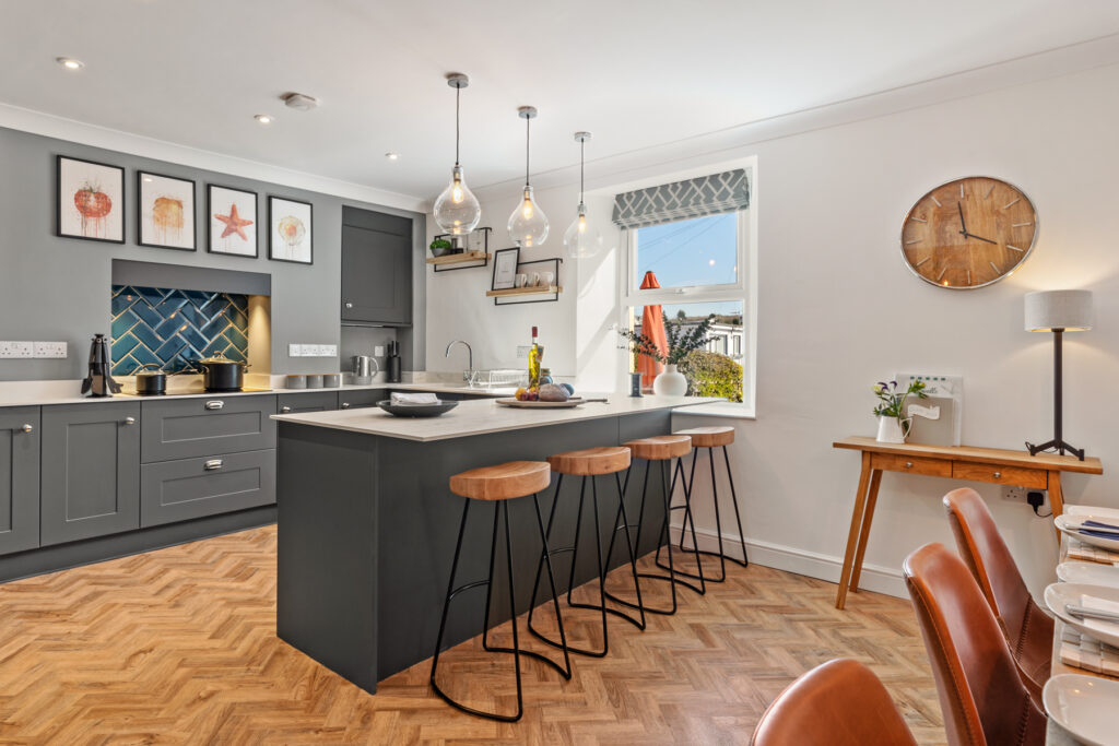Well-equipped kitchen with built-in appliances at Enfield House, Saundersfoot